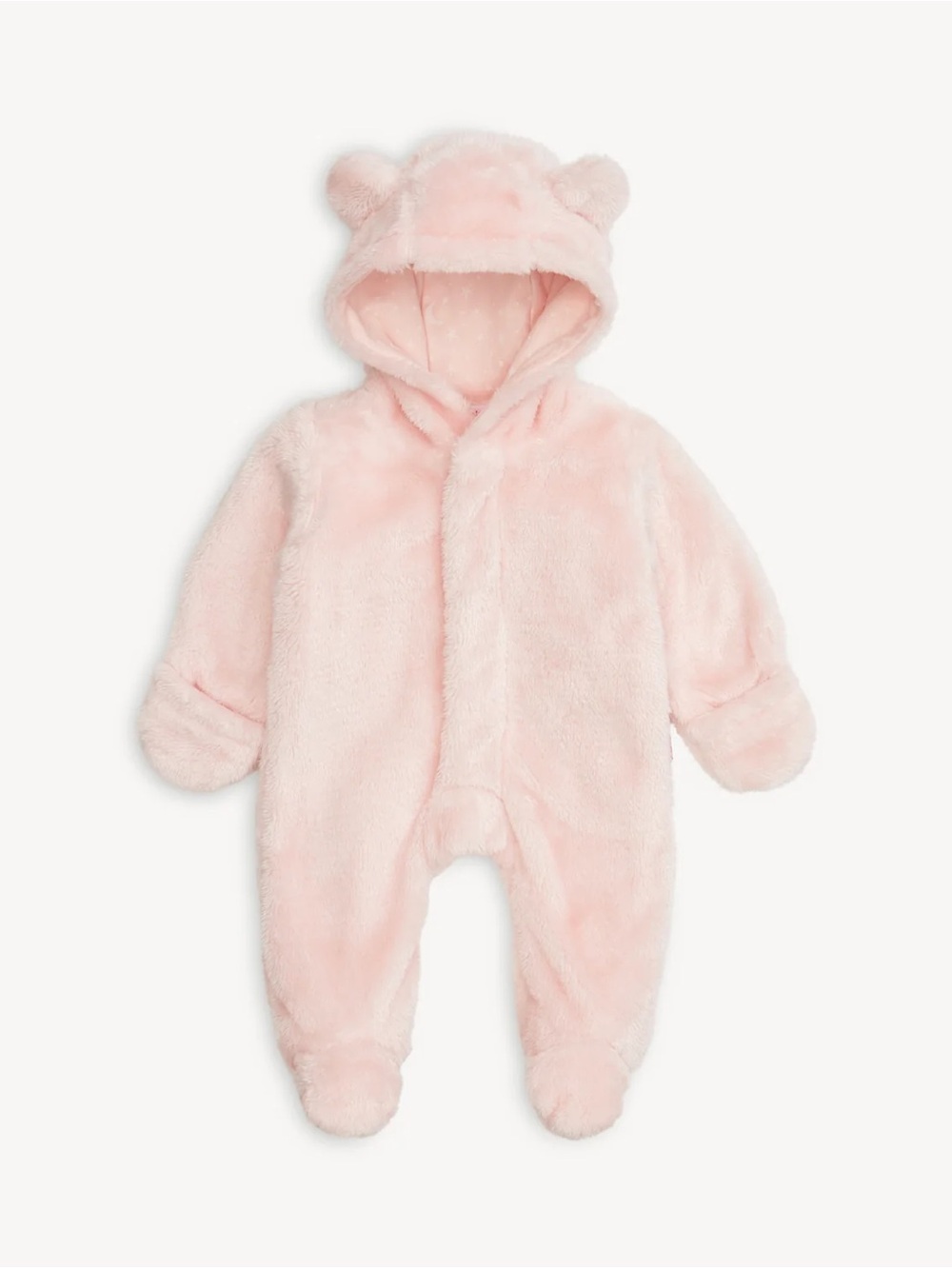 Magnetic Me Fleece Bear Hooded Footie in Light Pink
